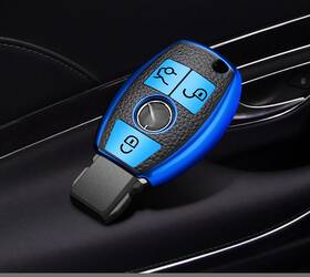 Fo139b Xotic Tech #fo139b For Mercedes Benz A C E Cla Amg Remote Key Fob Shell Cover Case Tpu Leather Blue