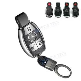 Fo139s Xotic Tech #fo139s Full Protect Silver Smart Key Fob Cover Shell Chain For Mercedes Benz 3 Button