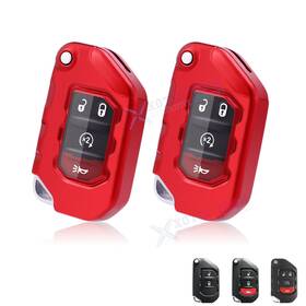 Fo155r Xotic Tech #fo155r 2 2x Red Tpu Anti-dust Remote Folding Key Fob Protector Skin For Jeep Wrangler Jl