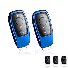 Fo160b Xotic Tech #fo160b 2 2x Blue Tpu Key Fob Cover With Button For Mercedes E S G C Cla Cls Glb Class