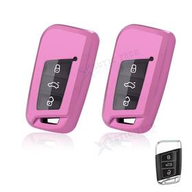 Xotic Tech #fo162pk 2 2pcs Pink Tpu Full Protect Remote Key Fob Cover For Vw Passat Jetta 3/4 Button
