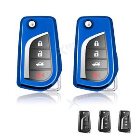 Fo165b Xotic Tech #fo165b 2pcs Blue Flip Key Fob Cover Case For Toyota Corolla Yaris Verso Highlander