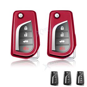 Fo165r Xotic Tech #fo165r 2 2pcs Red Tpu Flip Key Fob Cover Case For Toyota Corolla Yaris Verso Highlander
