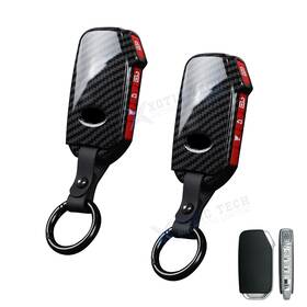 Fo175r Xotic Tech #fo175r 2x Carbon Fiber Style With Red Remote Key Fob Skin Case For Kia Sorento Telluride