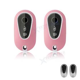 Xotic Tech #fo184pk 2 2pcs Pink Tpu Leather Style Key Fob Cover Protector For Mercedes C S Glc-class