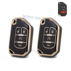 Fo205bk Xotic Tech #fo205bk 2 2pcs Full Seal Folding Remote Key Holder Fob For Jeep Jt Sahara Gladiator 20-up