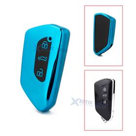 Fo214b Xotic Tech #fo214b For Vw Golf 8 Id.3 Id.4 Blue Soft Tpu Key Full Covered Fob Case Skin 3-button