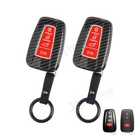 Fo218r Xotic Tech #fo218r 2 2x Carbon Fiber Look With Red Silicone Key Fob Holder Shell For Toyota Camry Avalon