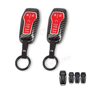 Fo219r Xotic Tech #fo219r 2 2x Carbon Fiber Black With Red Silicone Key Fob Holder Shell For Ford F150 Explorer