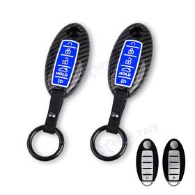 Fo221b Xotic Tech #fo221b 2 2pcs Carbon Fiber Style With Blue Key Fob Protector Case For Infiniti Q50 Q60 Qx50