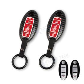 Fo221r Xotic Tech #fo221r 2 2pcs Carbon Fiber Style With Red Key Fob Protector Case For Infiniti Q50 Q60 Qx50