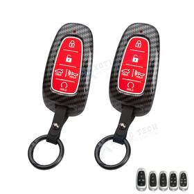 Fo223r Xotic Tech #fo223r 2 2pcs Carbon Fiber Style With Red Key Fob Protector Case For Hyundai Sonata Tucson