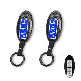 Fo226b Xotic Tech #fo226b 2 2pcs Carbon Fiber Style With Blue Key Fob Protector Case For Infiniti Q50 Q60 G37