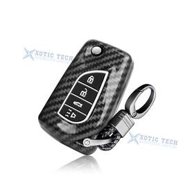 Fo256-variation Xotic Tech #fo256-variation Carbon Fiber Texture Remote Key Holder Case Skin For Toyota Camry Corolla Rav4