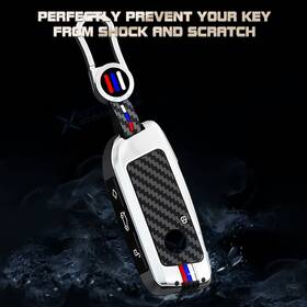 Fo270s Xotic Tech #fo270s Silver Luminous Smart Key Fob Skin Chain For Bmw 2023 2024 2025 G07 F98 X4 X7 Ix
