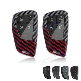 Fo292 Xotic Tech #fo292 2 2pcs Black/red Carbon Fiber Abs Key Fob Cover For Chevy Silverado Gmc Sierra1500