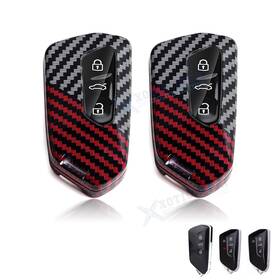 Fo293 Xotic Tech #fo293 2 2x Black/red Hard Carbon Fiber Abs Key Fob Cover For Volkswagen Golf 8 Id.3 Id.4