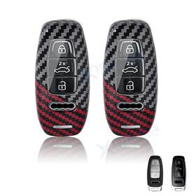 Fo294 Xotic Tech #fo294 2 2x Black/red Mix Color Carbon Fiber Key Fob Cover For Audi A3 A6 A7 A8 E-tron Gt