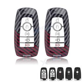 Fo297 Xotic Tech #fo297 2 2x Black/red Hard Carbon Fiber Smart Key Fob Cover For Ford Explorer Fusion Edge