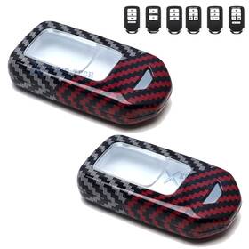 Fo305 Xotic Tech #fo305 2 2pcs Black/red Color Carbon Fiber Remote Key Fob Cover For Honda Accord Fit Crv
