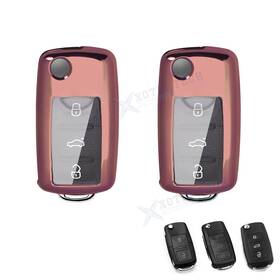 Fo34rg Xotic Tech #fo34rg 2 2pcs Pink Glossy Tpu Smart Key Cover Keyless Shell Fob For Vw Passat Golf Jetta