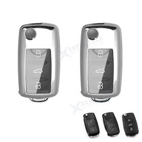 Fo34s Xotic Tech #fo34s 2 For Vw Gti Jetta Golf Silver Glossy Chrome Tpu Smart Key Cover Case Fob Shell 2x Fo34s Xotic Tech #fo34s 2 For Vw Gti Jetta Golf Silver Glossy Chrome Tpu Smart Key Cover Case Fob Shell 2x