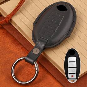 1086u1618-bk Xukey For Nissan Kicks Rogue Frontier Leather Car Key Fob Case Cover Protector