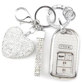 Yikecase 795441929781 Key Fob Cover With Diamond Keychain For 2016-2022 Honda Accord Civic Crv
