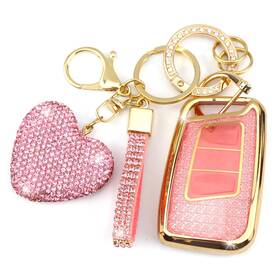 Yikecase 795441931197 Vw Key Fob Cover With Diamond Keychain Compatible Atlas Tiguan Jetta