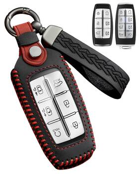 Hgn2 Yineor For Genesis Key Fob Cover Leather Car Case Protector Keychain Smar