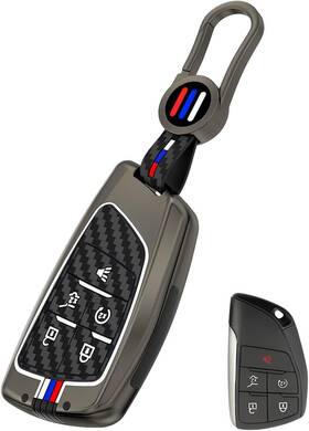Ypm-bx53 Yonufi For Gmc Chevy Key Fob Cover Case Metal Shell Smart 5 Button Carbon Fiber