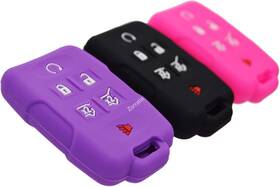 A0105206-6-bhppu Zorratin Silicone Remote Key Fob 6 Buttons Dropproof 3pcs Black Hot Pink Purple