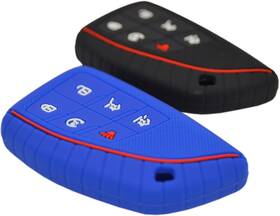 A0105243-6-bbl2 Zorratin Silicone 6 Buttons Key Fob Cover Case Black Blue With Red Line