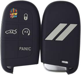 A0105260-5-b7 Zorratin // Slash Silicone Key Fob Cover For 5 Buttons Black With All Gray Signs
