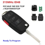 Replacement Flip Remote Key Fob 315MHZ ID48 For Volkswagen Vw - 1K0 959 753P. Fixed Price $16.29.
