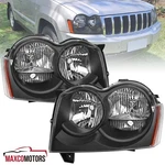 Black Headlights Fits 2005-2007 Jeep Grand Cherokee Signal Lamp Left+right. Fixed Price $82.49.