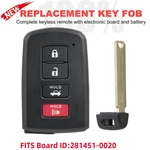 281451-0020 Smart Remote Key Fob For Toyota Avalon Camry Corolla HYQ14FBA. Fixed Price $28.69.