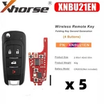 5X Xhorse XNBU01EN Universal Wire Remote Key For Buick Flip 4 Buttons VVDI2. Fixed Price $62.95.