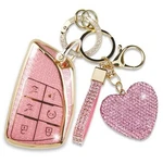 Fob Cover With Diamond Heart Keychain Car Shell 6 Buttons Pink. Fixed Price $28.24.