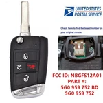 Replacement For Volkswagen Golf Gti Remote Flip Smart Keyless Fob 5G0 959 752 Bd. Fixed Price $48.90.