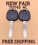 X2 New Replacement TOY43 4C Chip Transponder Ignition Key For Toyota 89785-26020. Fixed Price $11.69.