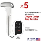 5X Emergency Insert Key Blade Aftermarket For Chrysler Dodge Jeep 68200221AA. Fixed Price $14.45.
