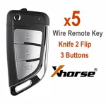 5PCS Xhorse XKKF21EN Wire Remote Key Knife Flip 3 Buttons For Vvdi Tool Etc. Fixed Price $43.95.