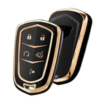 Elohei Key Fob Cover For Cadillac, Case 2*3*8CM, Gold Edge Black. Fixed Price $14.32.