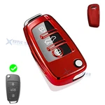 1PC Red Tpu Smart Folding Key Fob Cover Protector For Audi A4 A6 A8 Q2 Q3 Q7. Fixed Price $9.99.