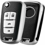 For Chevy Key Fob Cover, Soft Tpu Stripes Case Leather Silver. Fixed Price $12.99.