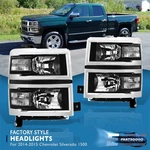 For 14-15 Chevy Silverado 1500 Pickup Black Clear Headlights Lamps Left & Right. Fixed Price $149.99.