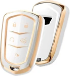 Elohei Key Fob Cover For Cadillac, Case 2015-2019 Gold Edge White. Fixed Price $12.39.
