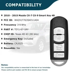 Replacement For Mazda CX-9 10 12 13 2014 2015 Smart Key Fob WAZX1T763SKE11A04. Fixed Price $60.49.