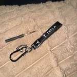 Genuine Leather Fob Keychain Ring Chrome And Black Tesla. Fixed Price $14.24.